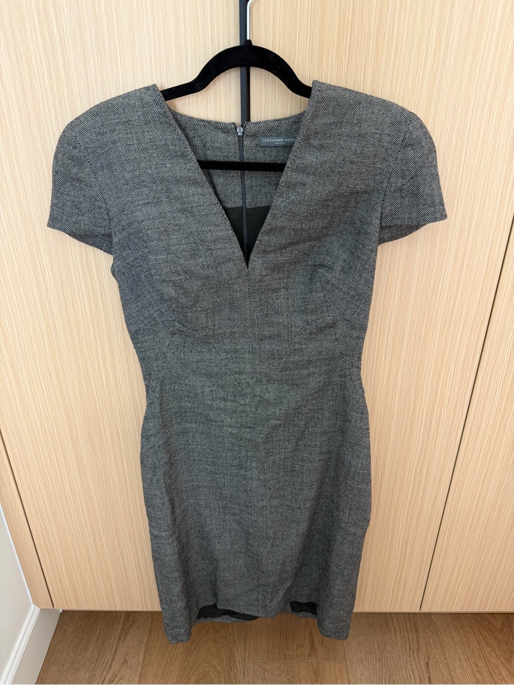 Alexander McQueen Gray Tailored V-Neck Short Sleeve Dress